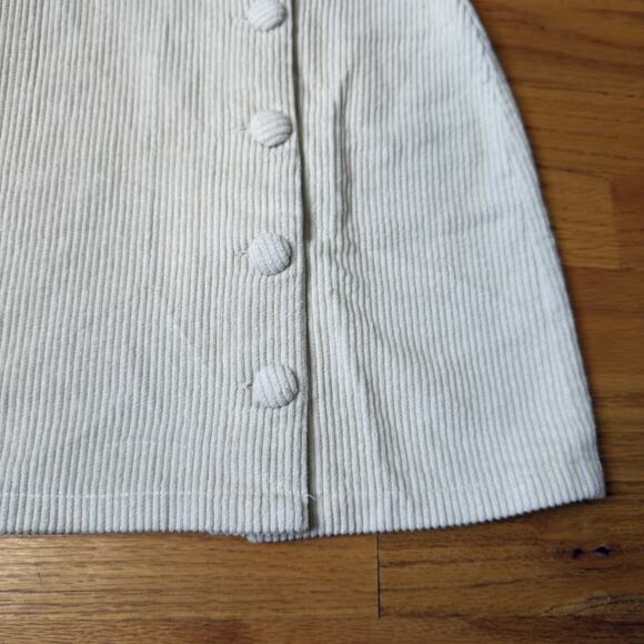 Lulus Katherina Beige Button-Front Corduroy Mini Skirt Asymmetrical Size S - Picture 3 of 8